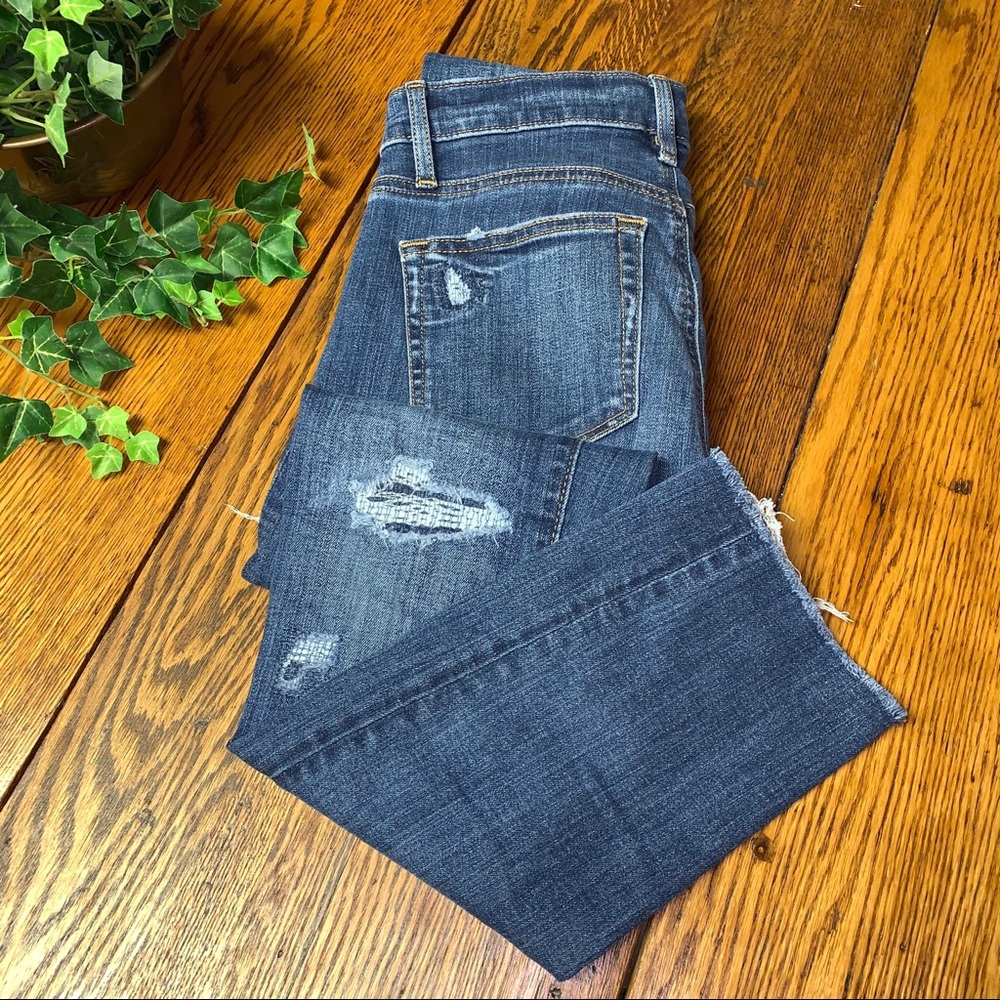 Loft Modern Straight Jeans Distressed Raw Hem 00